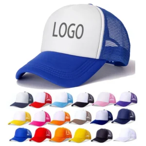 Fancy Polyester Mesh Cap Unisex Trucker Foam Snapback Baseball Hat Plain Visor